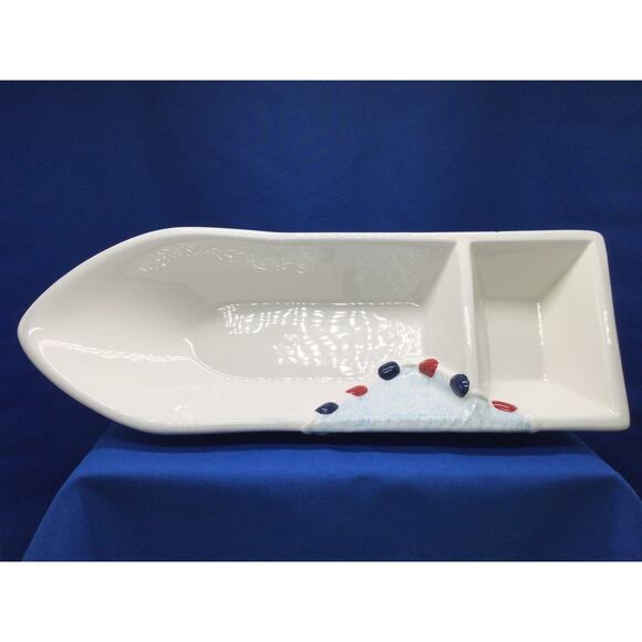 Vintage Ceramic Chip and Dip Boat Party Tray - Picture 1 of 11